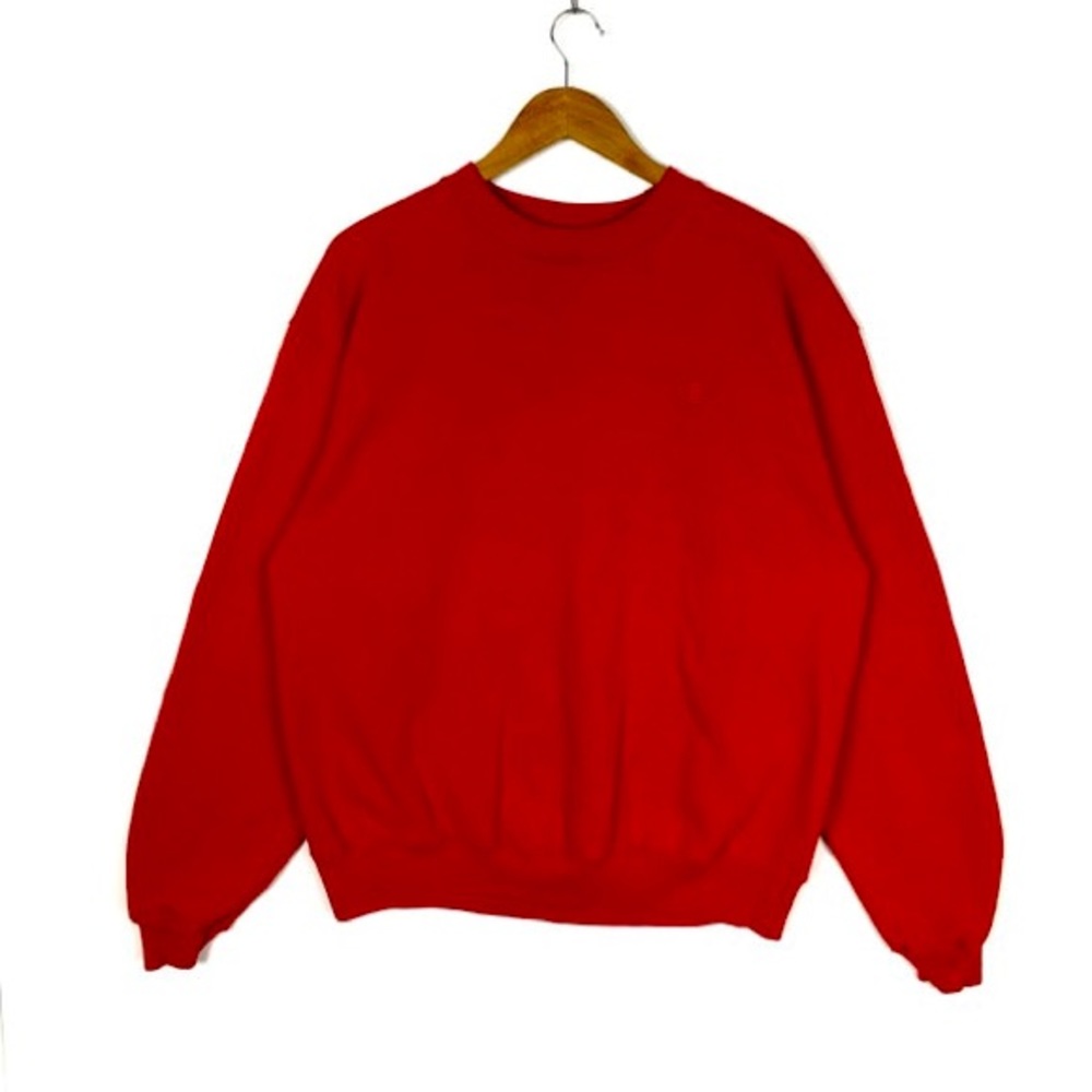 Red Champion Sweater with all red logo.